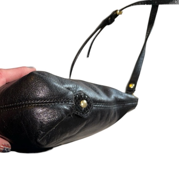 Coach Ashley Python, Pleated Black Leather Swingpack, Crossbody Purse Bag Zipper - Picture 8 of 16